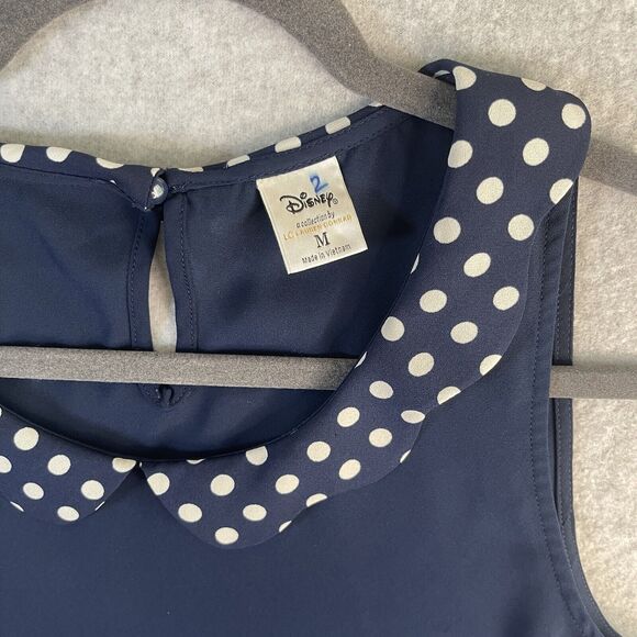 Disney Collection By LC Lauren Conrad Blouse Women Medium Minnie Mouse Polka Dot - Picture 4 of 13